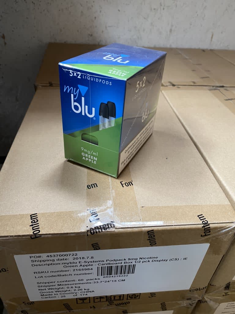1 X My Blu E Liquid Green Apple 9mg 2 Boxes X 60 Per Box On Auction Now At Bpi