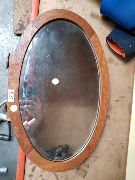Dark Wooden Framed Mirror Oval Shape On Now