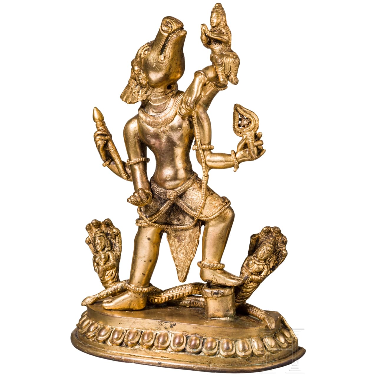 Varaha und Bhudevi aus Bronze, Tibet/Nepal, 18./19. Jhdt.