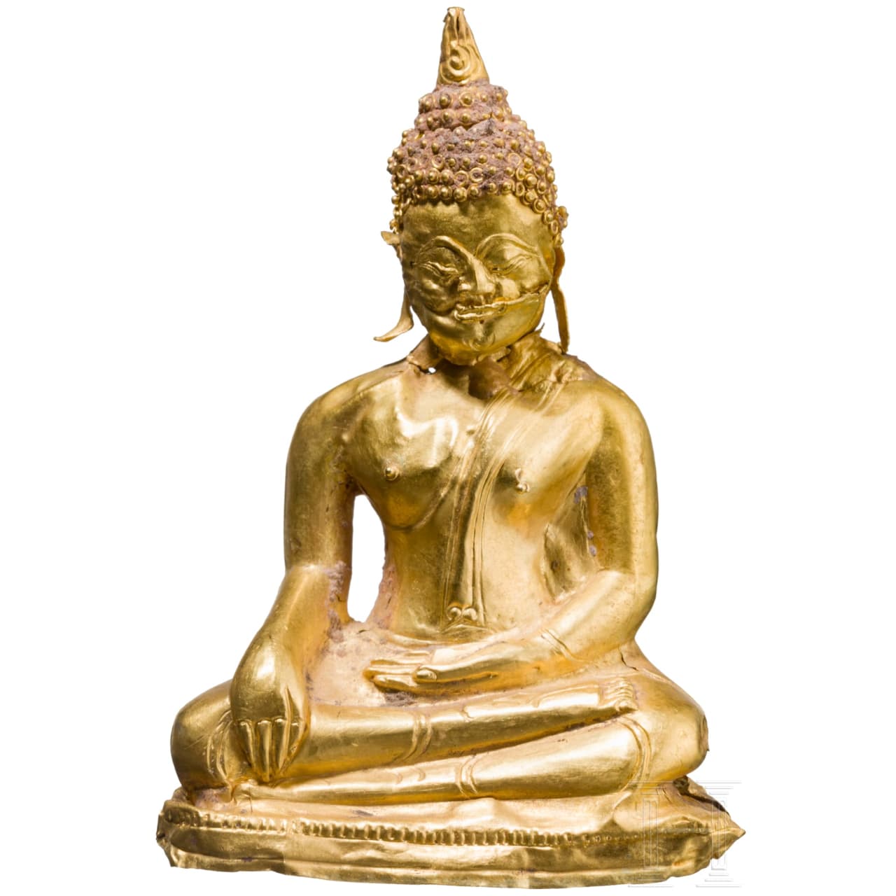 Kleine Buddha-Figur aus massivem Gold, Thailand, 17./18. Jhdt.