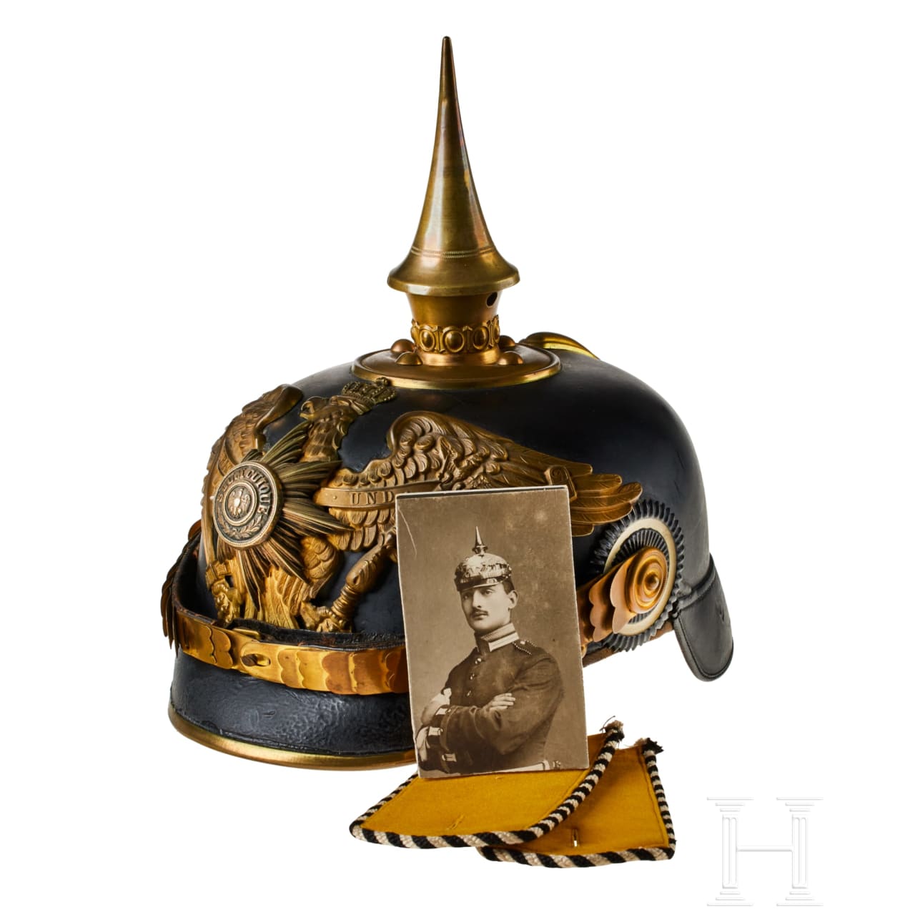 A helmet for Prussian One Year Guard Infantry volunteers, with shoulder...