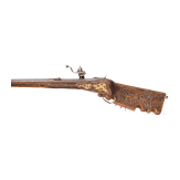 A German wheellock rifle, 20th century, using an original lock and barrel