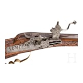 A German wheellock rifle, 20th century, using an original lock and barrel