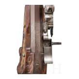 A German wheellock rifle, 20th century, using an original lock and barrel