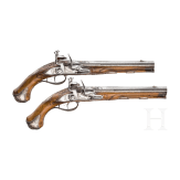 A pair of silver-mounted flintlock pistols, Albrecht, Bayreuth, circa 1760