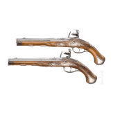 A pair of silver-mounted flintlock pistols, Albrecht, Bayreuth, circa 1760