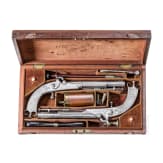 Ein Paar Perkussionspistolen im schottischen Stil im Kasten, D. & J. Fraser, Edinburgh, um 1880