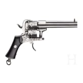 Zwei sechs- und achzehnsch&uuml;ssige Lefaucheux-Revolver im Kasten, Belgien, um 1860