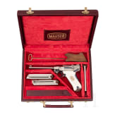 A cased Mauser Parabellum Marine with ivory grip panels
