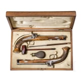 Ein Paar Perkussionspistolen im Kasten, Christoph Funk, Suhl, um 1840