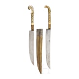 Two Bosnian knives with bone-inlaid grips, late 19th century