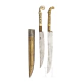 Two Bosnian knives with bone-inlaid grips, late 19th century