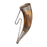 A small, silver mounted and nielloed drinking horn, Caucasus, around 1900