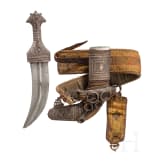 A silver-mounted djambia with belt, Oman, around 1900