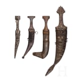 One djambia and three knives from the Arabian Peninsula, 1st half of the 20th century