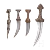 One djambia and three knives from the Arabian Peninsula, 1st half of the 20th century