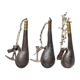 Three Afghan powder flasks, 19th century