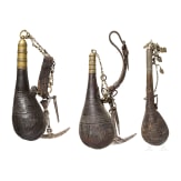 Three Afghan powder flasks, 19th century