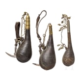 Three Afghan powder flasks, 19th century