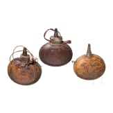 Three Afghan powder flasks, 19th century