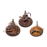 Three Afghan powder flasks, 19th century