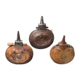 Three Afghan powder flasks, 19th century