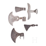 A collection of five axe heads, Orient/Far East, circa 1900