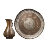 An Afghan engraved water jug and tray, 19th century