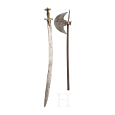 An axe and a tulwar, Persia, 19th century