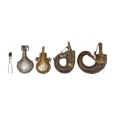 Four powder flasks from North Africa and India, 19th century