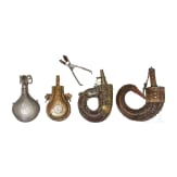 Four powder flasks from North Africa and India, 19th century