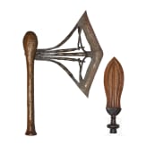 A bronze dagger of the Cuba and a large ritual axe of the Songye, Congo