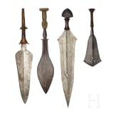 Four knives of the Lokele, Luba, Saka and Yakoma, Central Africa