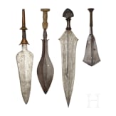 Four knives of the Lokele, Luba, Saka and Yakoma, Central Africa