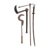 Four African weapons, 19th/20th century