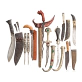 Nine daggers and knives, India/Indonesia/Nepal, 19th/20th century