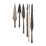 Five Central African different lance tips and one arrow, around 1900