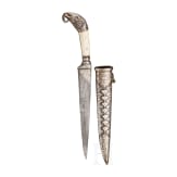 An Indian silver-damascened kard with scabbard, 20th century
