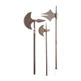 Three Indian battle axes, 19th/20th century