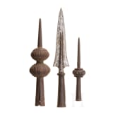 Two Indian ferrules and a spearhead, 17th/18th century