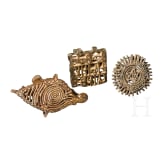 Three Henna stamps, bronze, 19th century