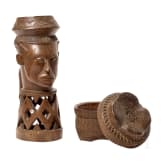 An anthropomorph cup and a can of the Cuba, Congo