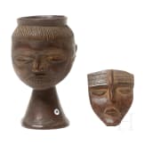 A head cup and a wooden mask, Pende, Congo