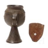 A head cup and a wooden mask, Pende, Congo