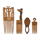 Three African combs and a brush