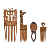Three African combs and a brush