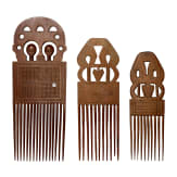 Three large African wooden combs