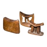 Four old African neckrests, Ethiopia and Kenya