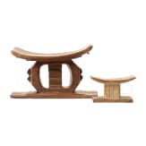 Two wooden headrests of the Ashanti tribe, Ghana
