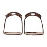A pair of Chinese iron stirrups, 17th-18th century